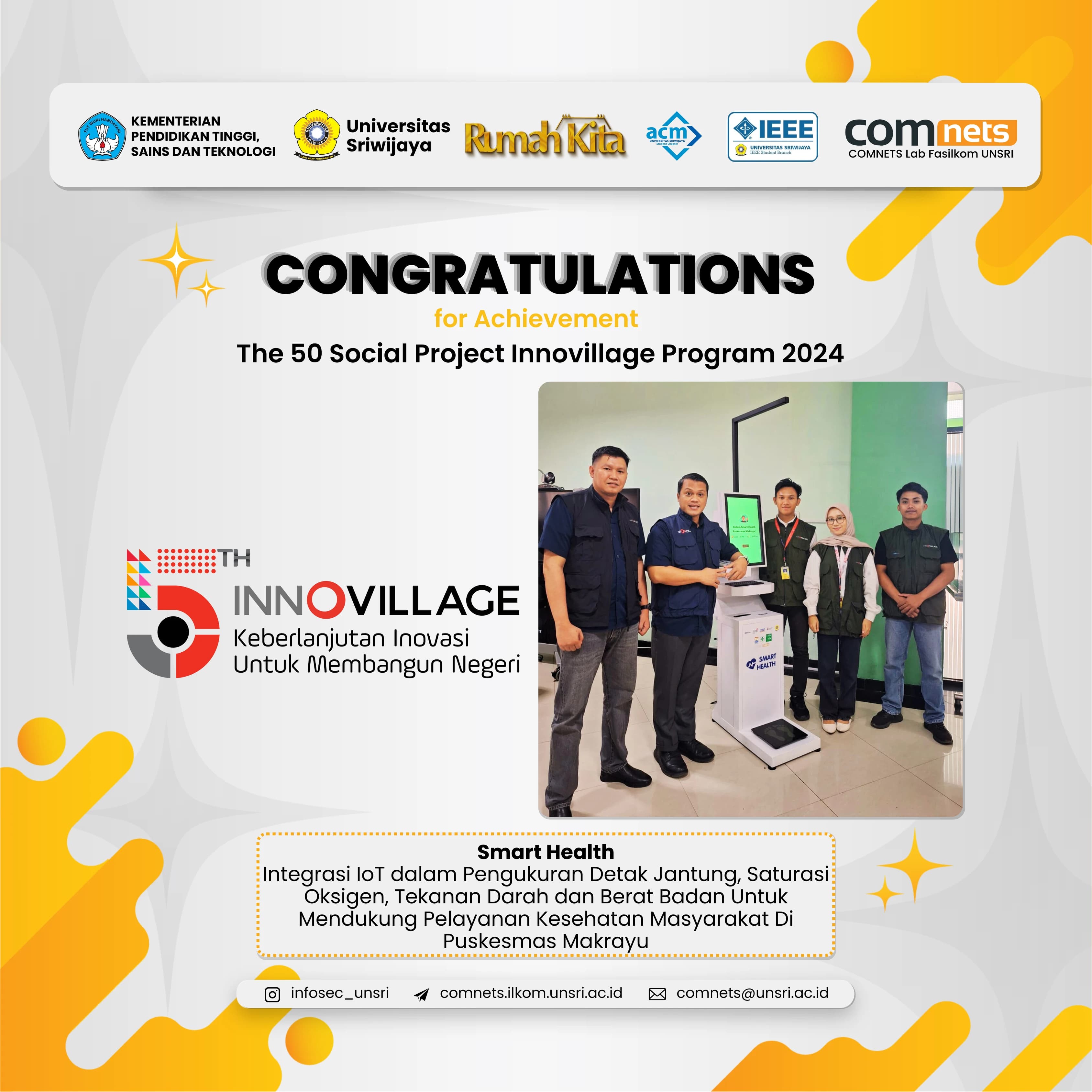 Tim Smart Health UNSRI Sukses Tembus TOP 50 Innovillage 2024