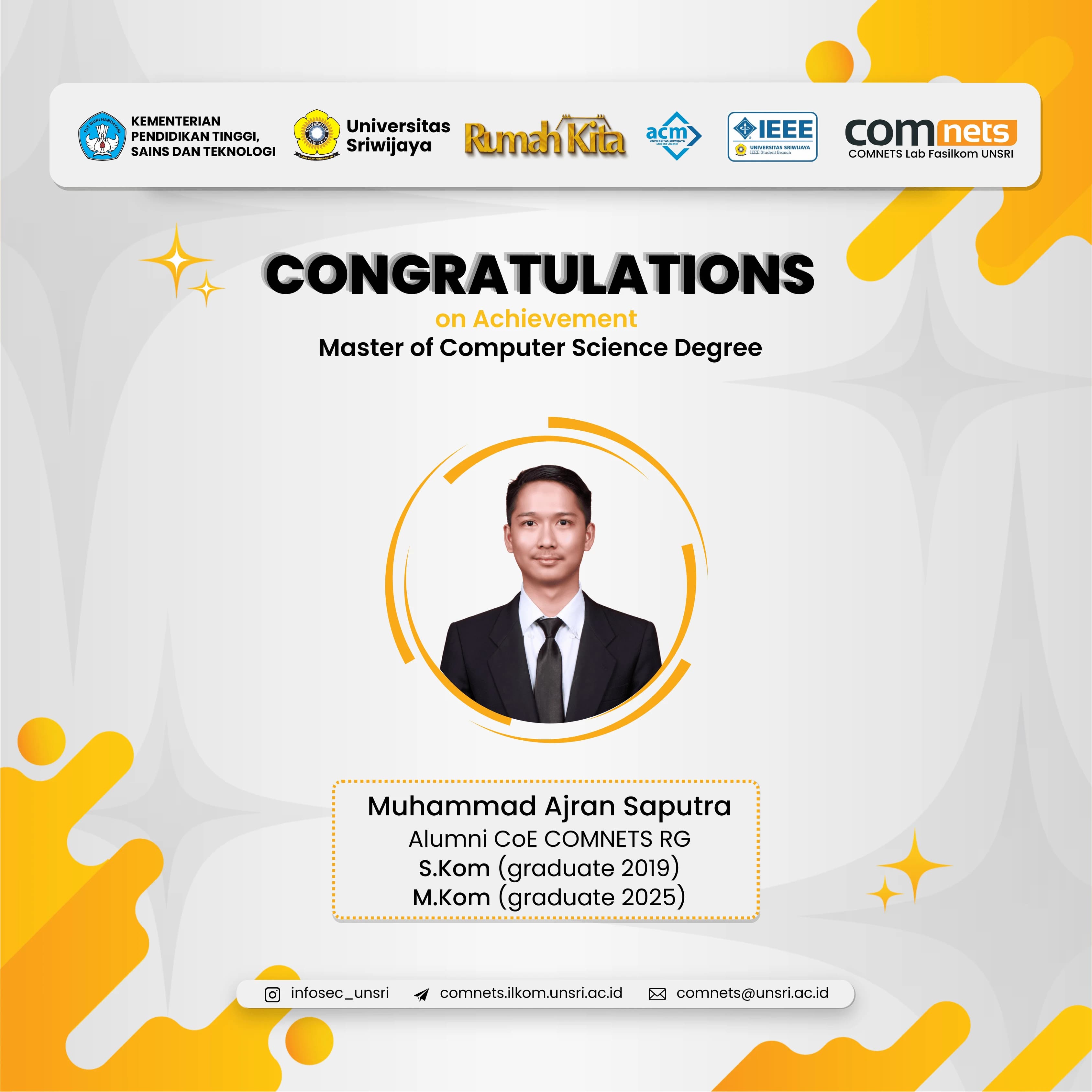 Selamat dan Sukses! Kak Muhammad Ajran Saputra Resmi Sandang Gelar Magister Ilmu Komputer