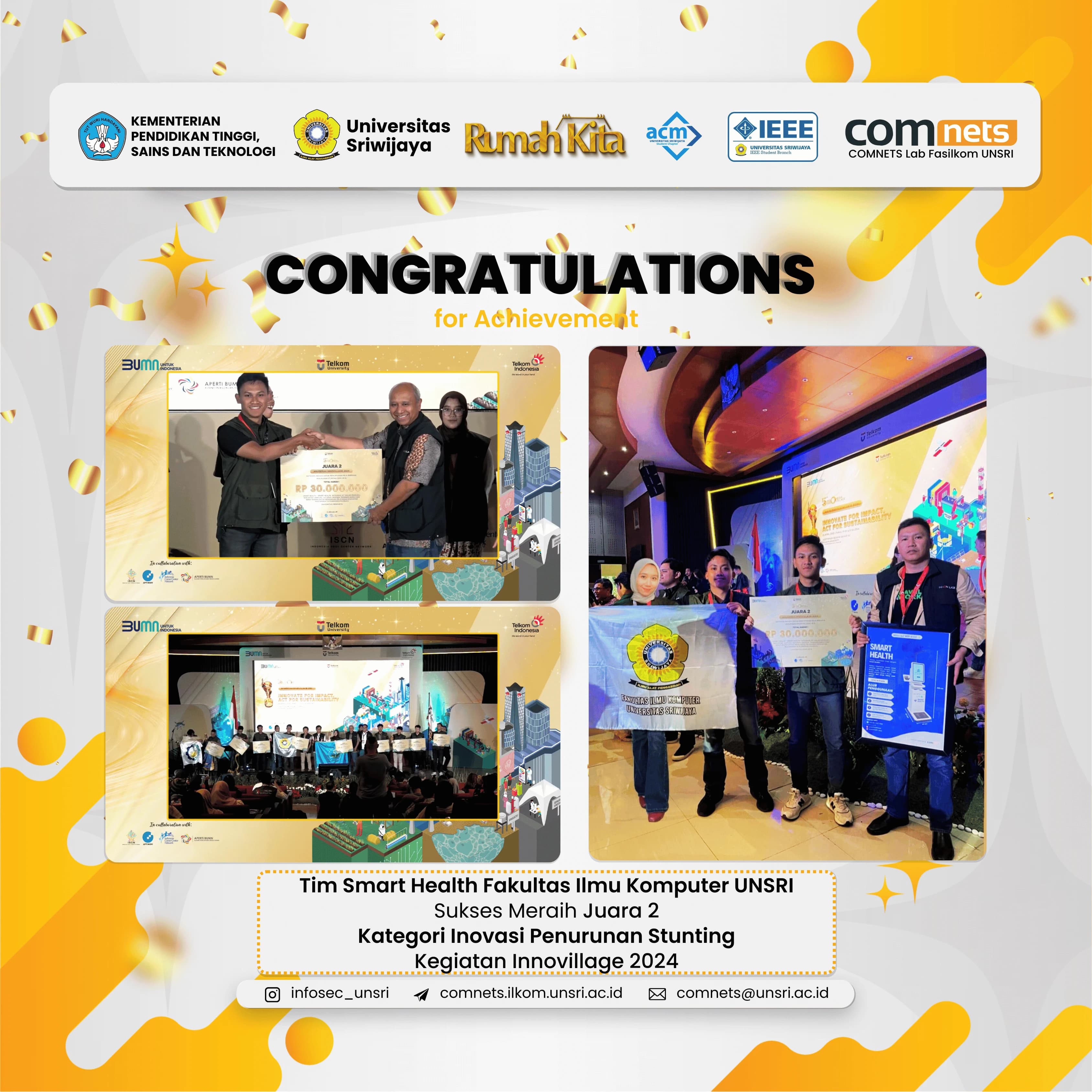 Sisihkan Ratusan Tim se-Indonesia, Tim Smart Health UNSRI Sabet Juara 2 Nasional Innovillage 2024