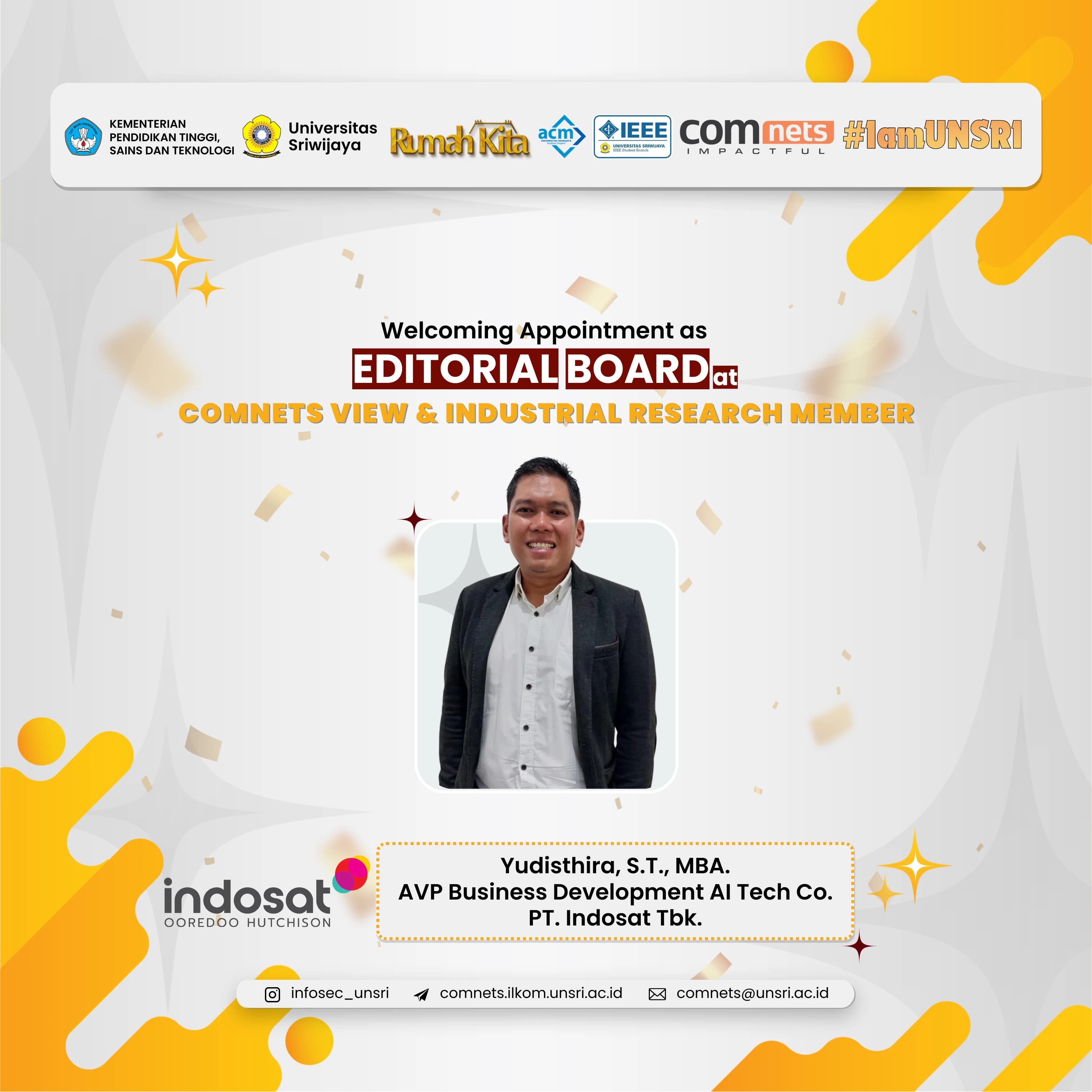 COMNETS RG is proud to welcome Yudisthira, S.T., MBA., Assistant Vice President of Business Development at AI Tech Co., PT. Indosat Tbk.