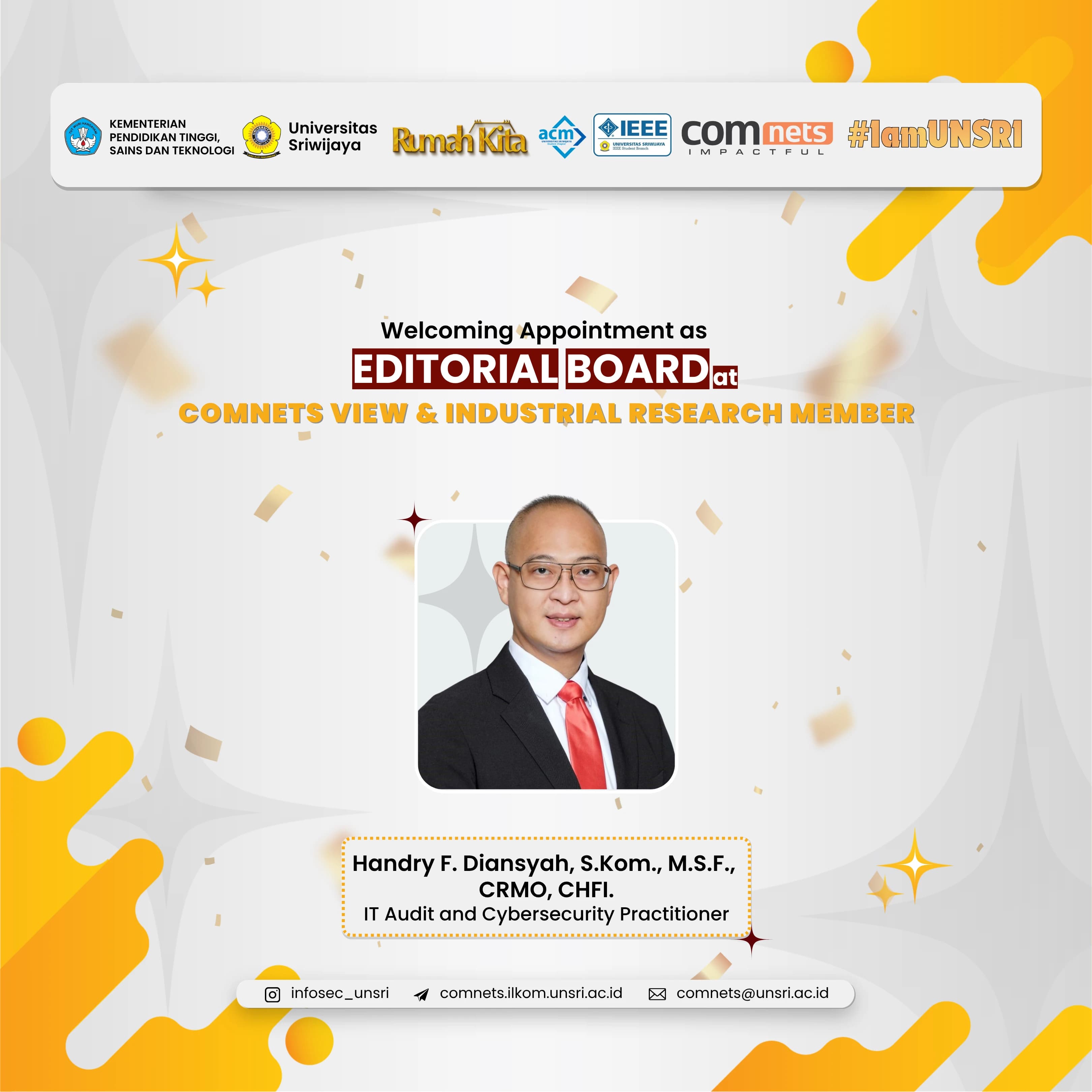 COMNETS RG Sambut Handry F. Diansyah, IT Audit and Cybersecurity Practitioner sebagai Industrial Research Member