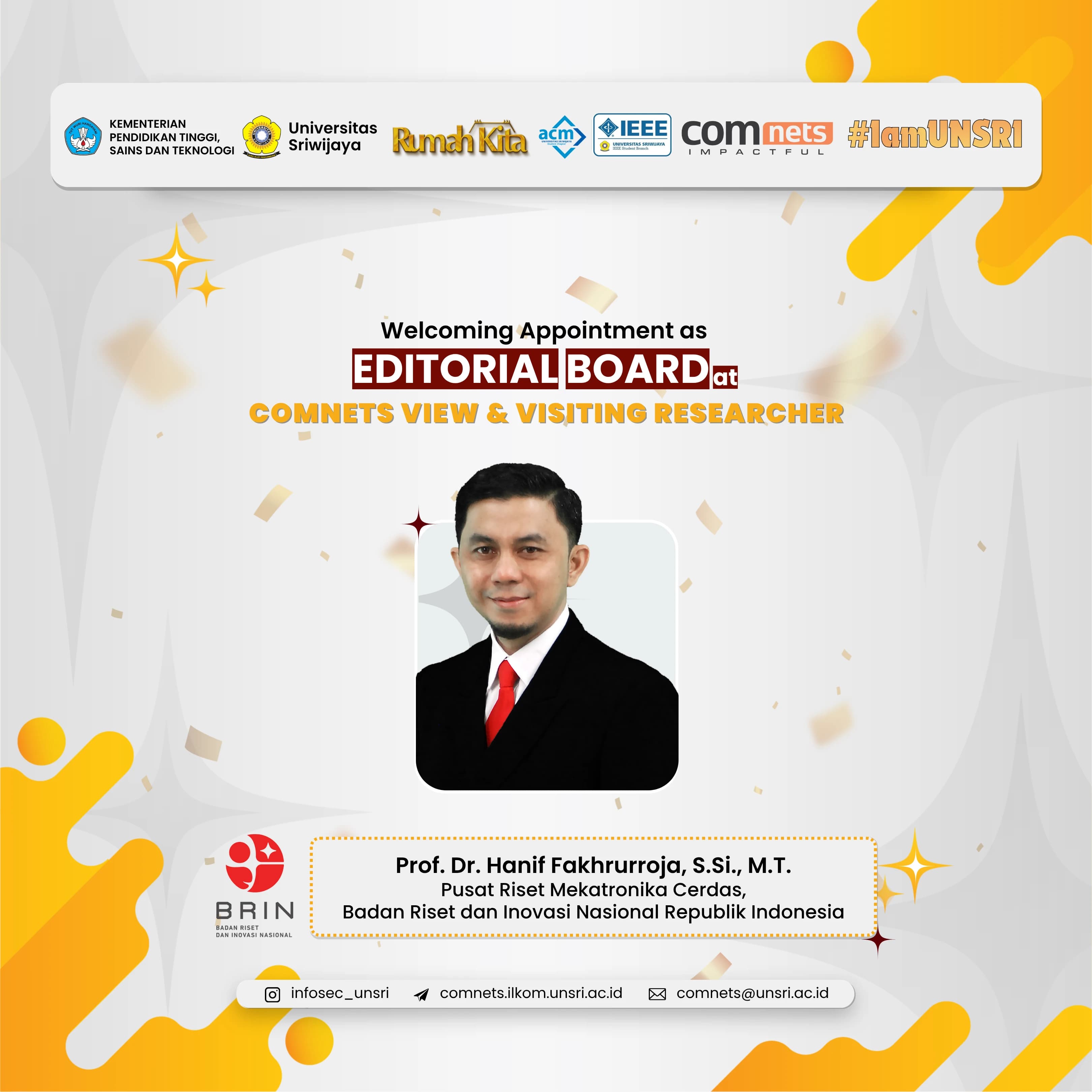 COMNETS RG Welcome Prof. Dr. Hanif Fakhrurroja, Expert in Human-Machine Interaction and IoT from BRIN