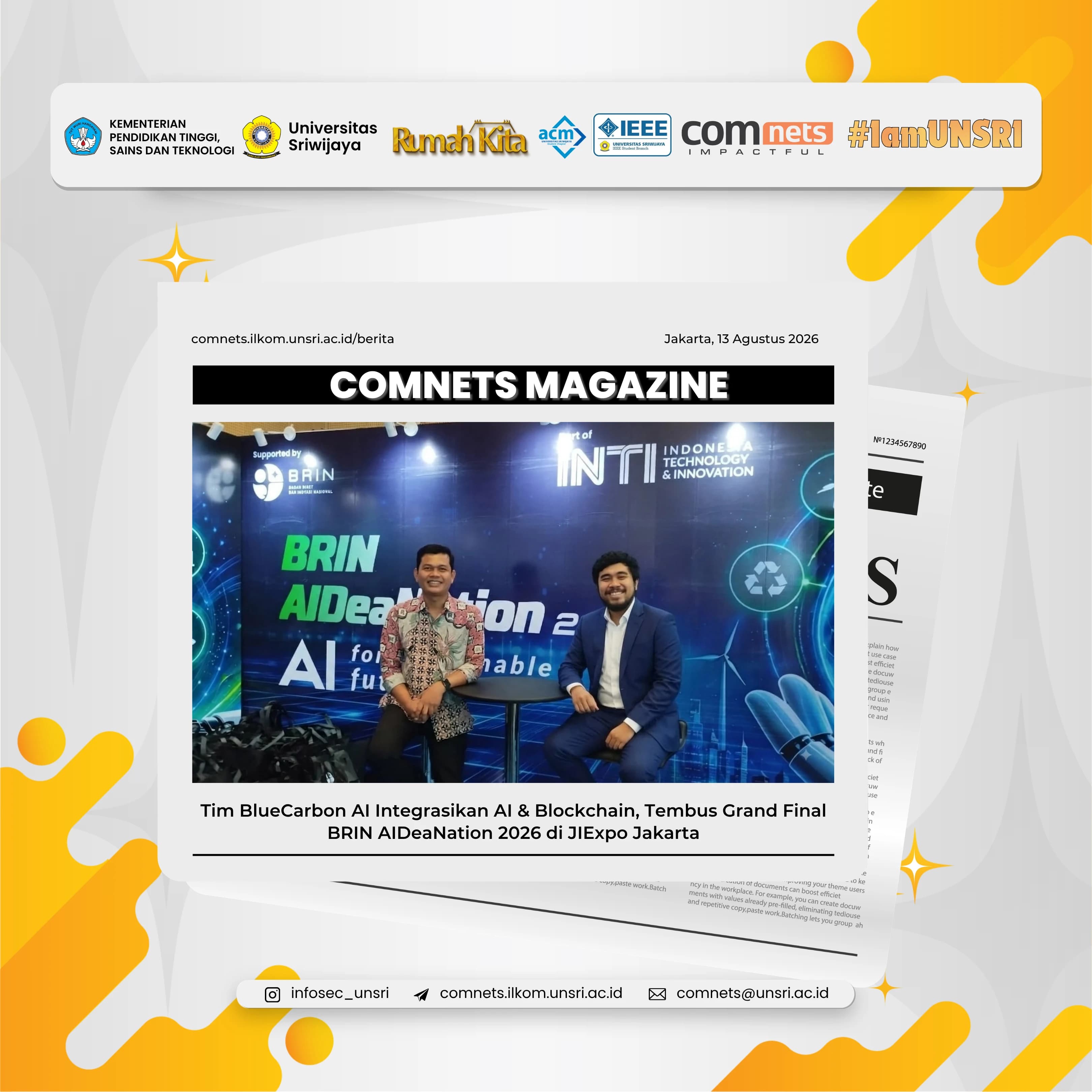 BlueCarbon AI Team Integrates AI and Blockchain, Advances to the Grand Final of BRIN AIDeaNation 2026 at JIExpo Jakarta