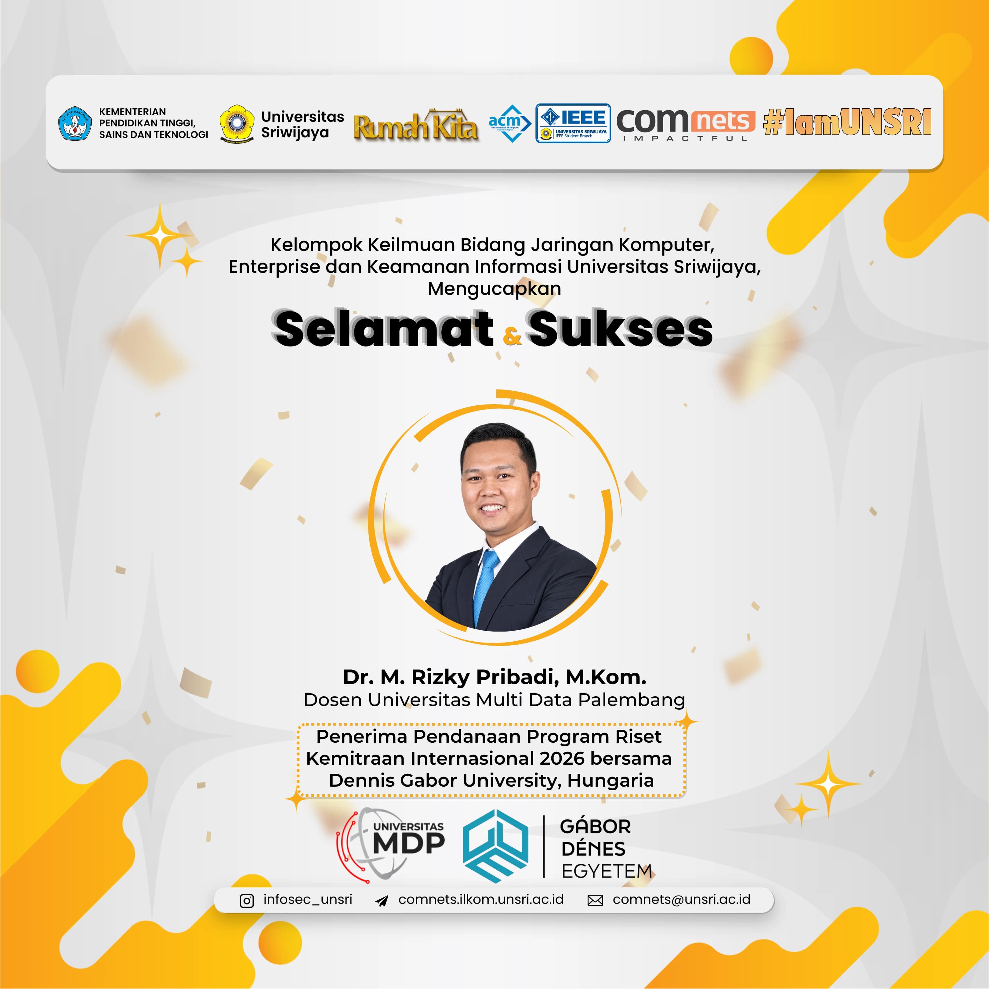 Selamat dan Sukses Dr. M. Rizky Pribadi atas Pendanaan Riset Internasional 2026