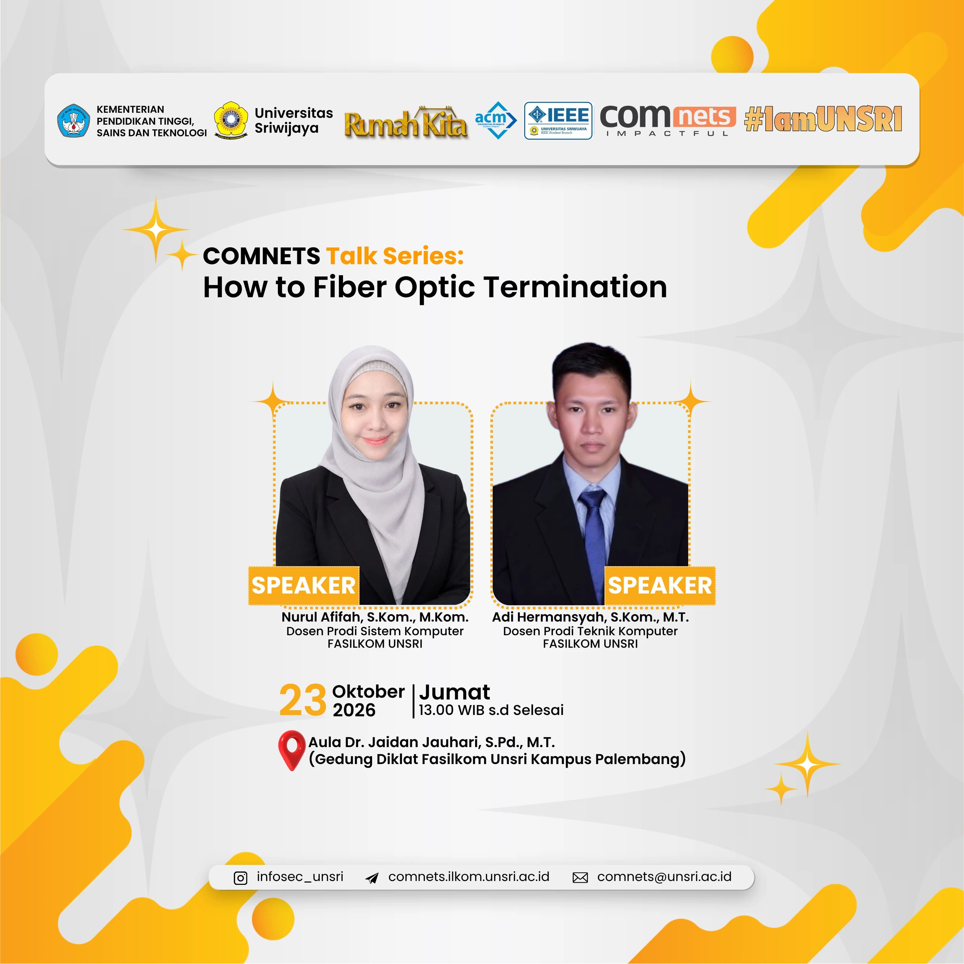 IAMUNSRI – COMNETS Talk Series: How to Fiber Optic Termination