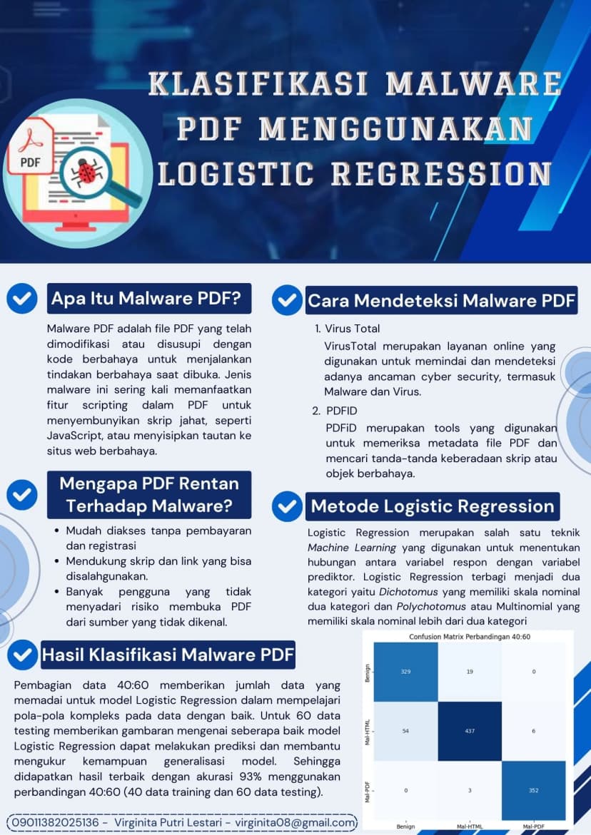 KLASIFIKASI PDF MALWARE PADA GARBA RUJUKAN DIGITAL (GARUDA) KEMDIKBUD DIKTI DENGAN METODE LOGISTIC REGRESSION