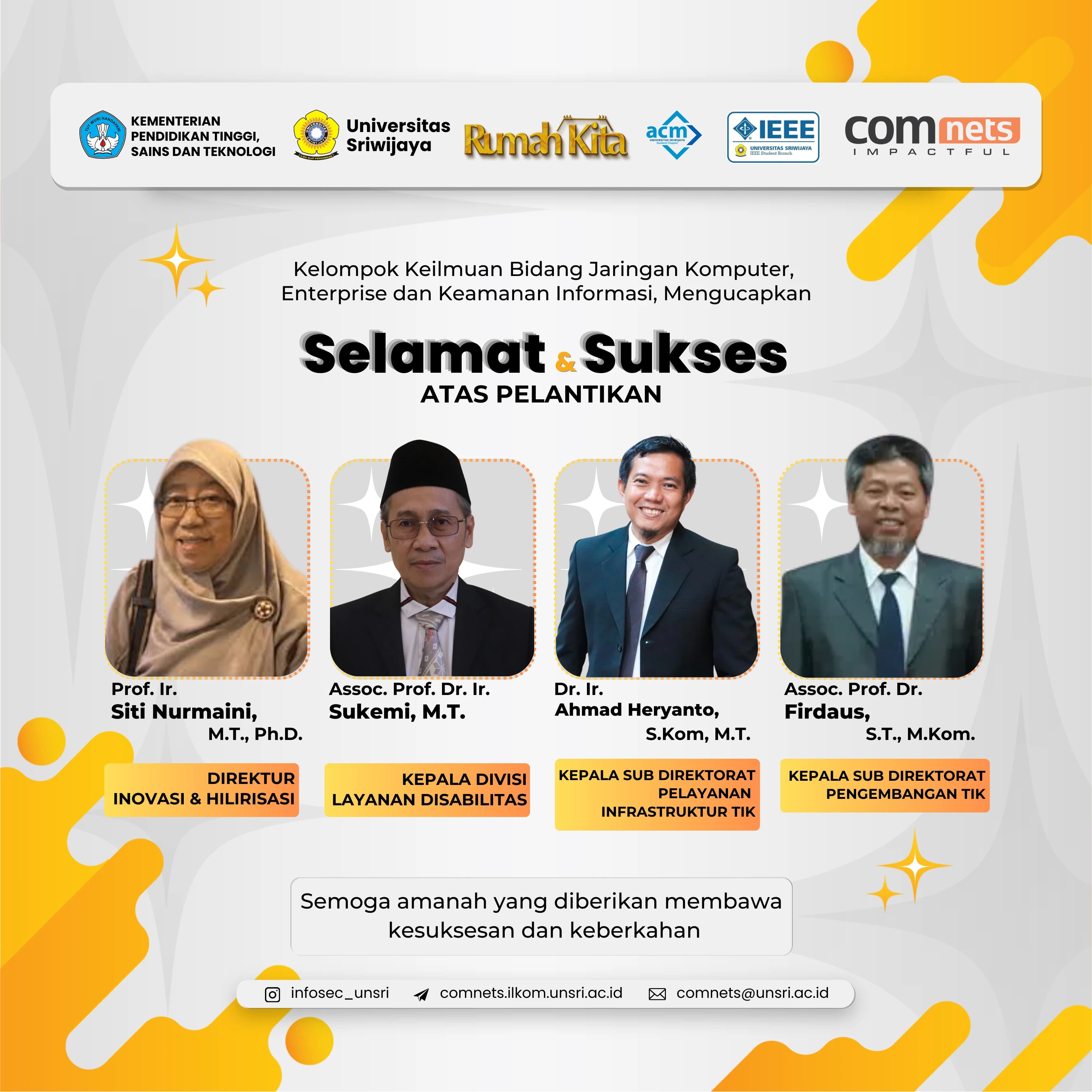 Strengthening Innovation and Digital Transformation, Four Top Academics from FASILKOM UNSRI Officially Take on New Roles