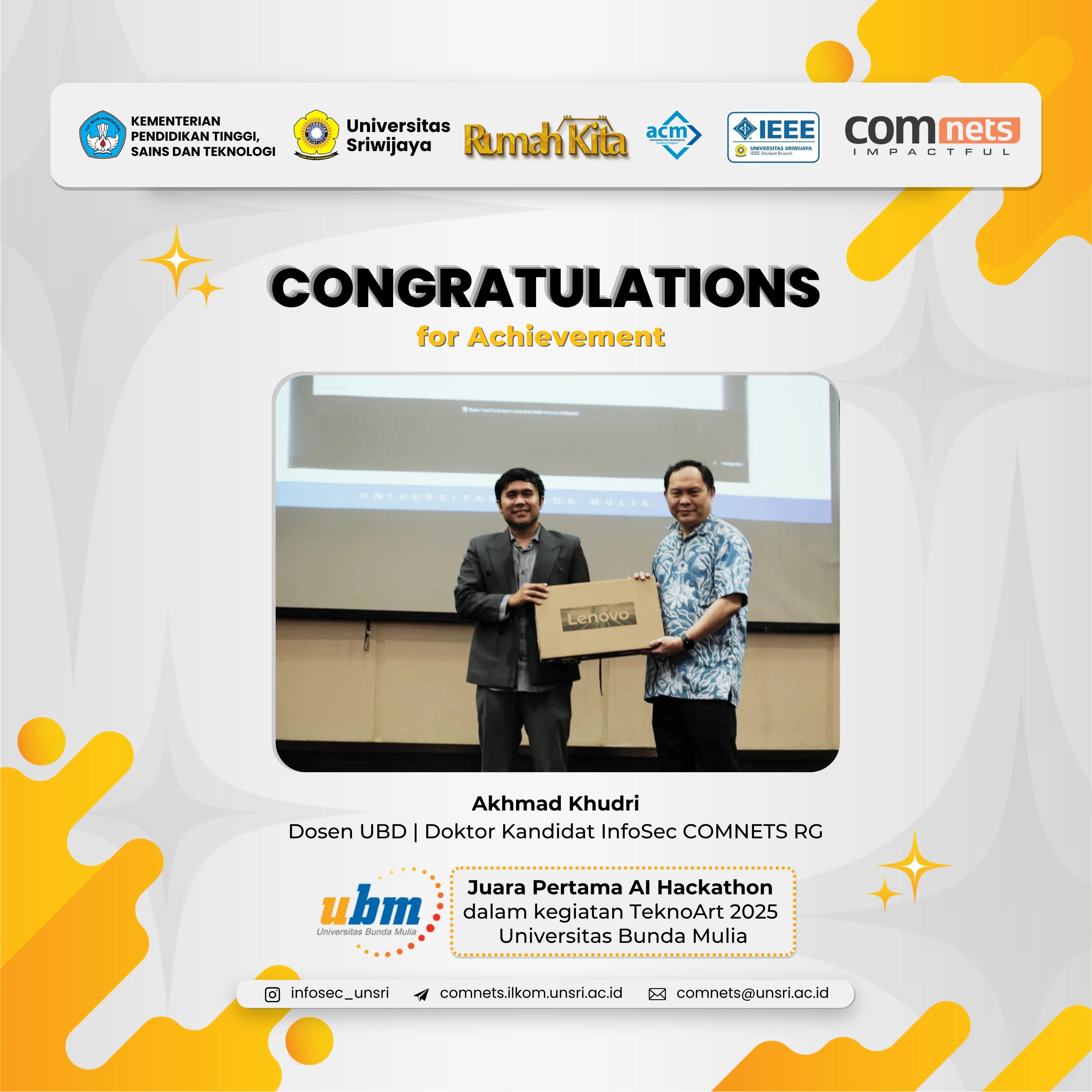 Promoting "SmartFaith," Akhmad Khudri Wins First Place in AI Hackathon Through Innovative Smart Worship Assistant