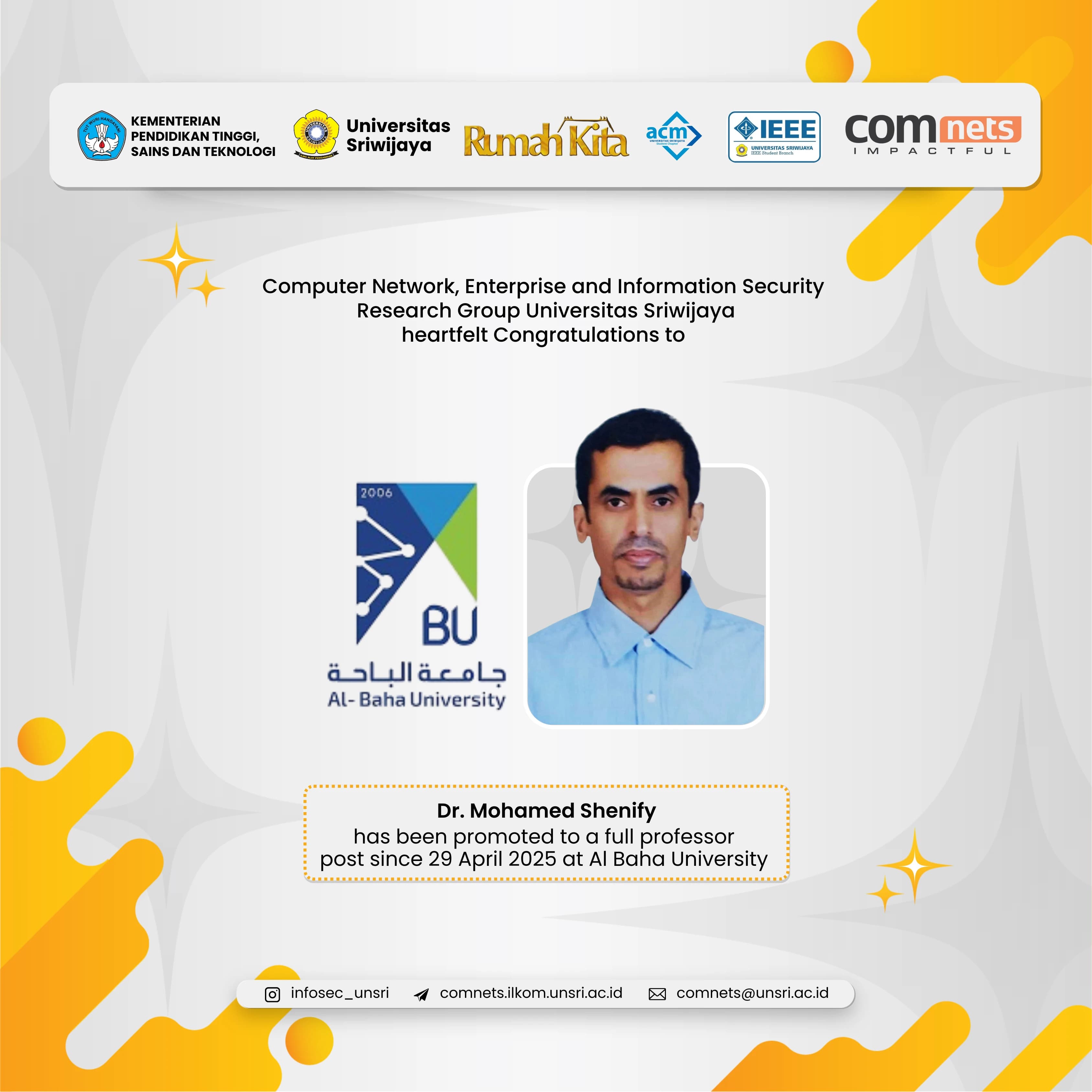 Celebrating Academic Excellence, Dr. Mohamed Shenify Promoted to Full Professor at Al-Baha University