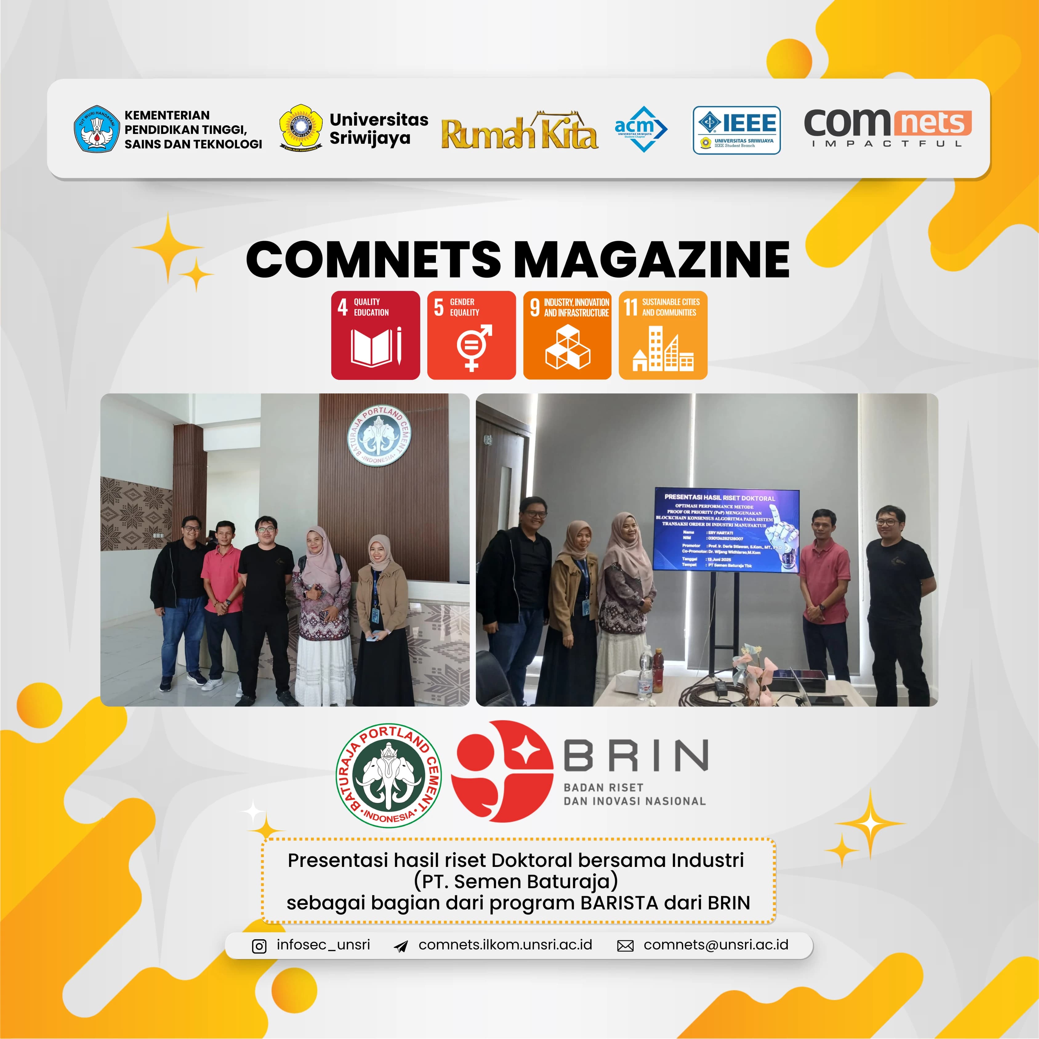 Jembatani Akademik dan Dunia Kerja, Riset Mahasiswa Doktoral Ery Hartati Disambut Antusias di PT Semen Baturaja