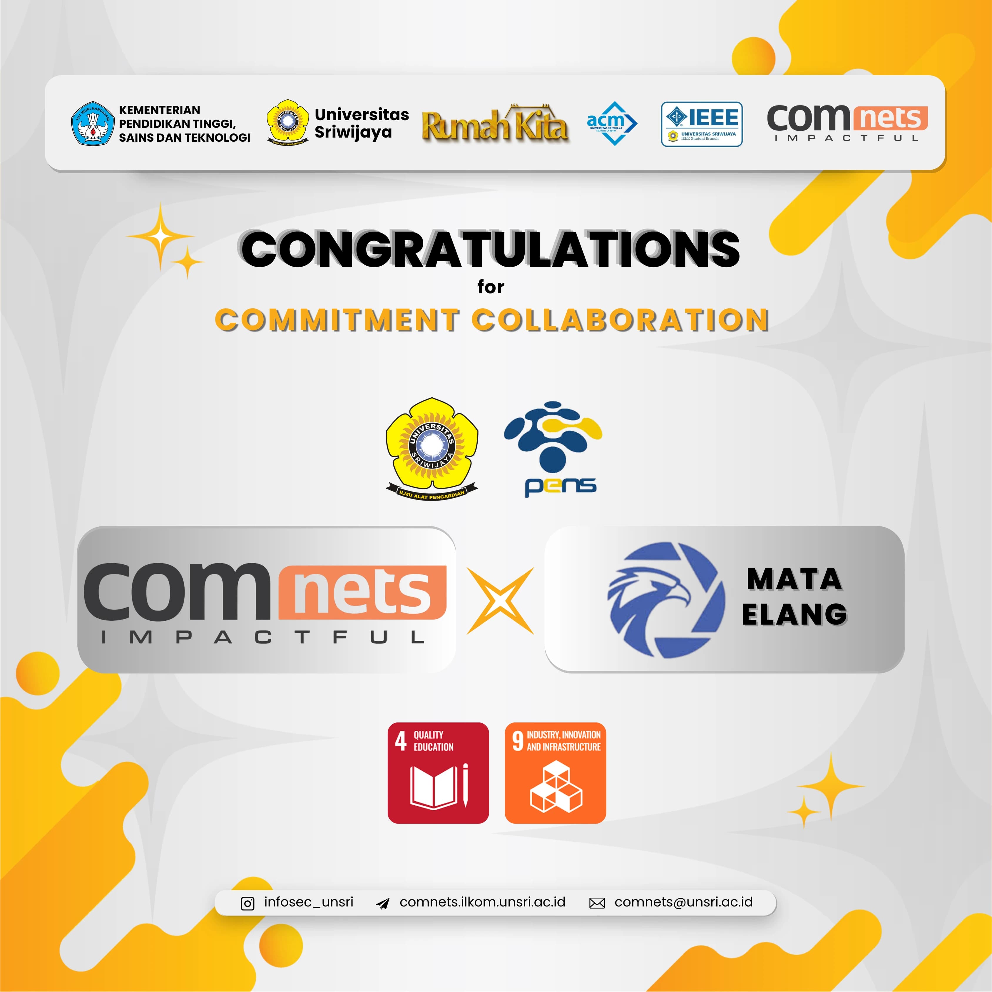 Perkuat Ekosistem Riset Nasional, COMNETS RG UNSRI dan Mata Elang PENS Resmi Luncurkan Komitmen Kolaborasi Strategis