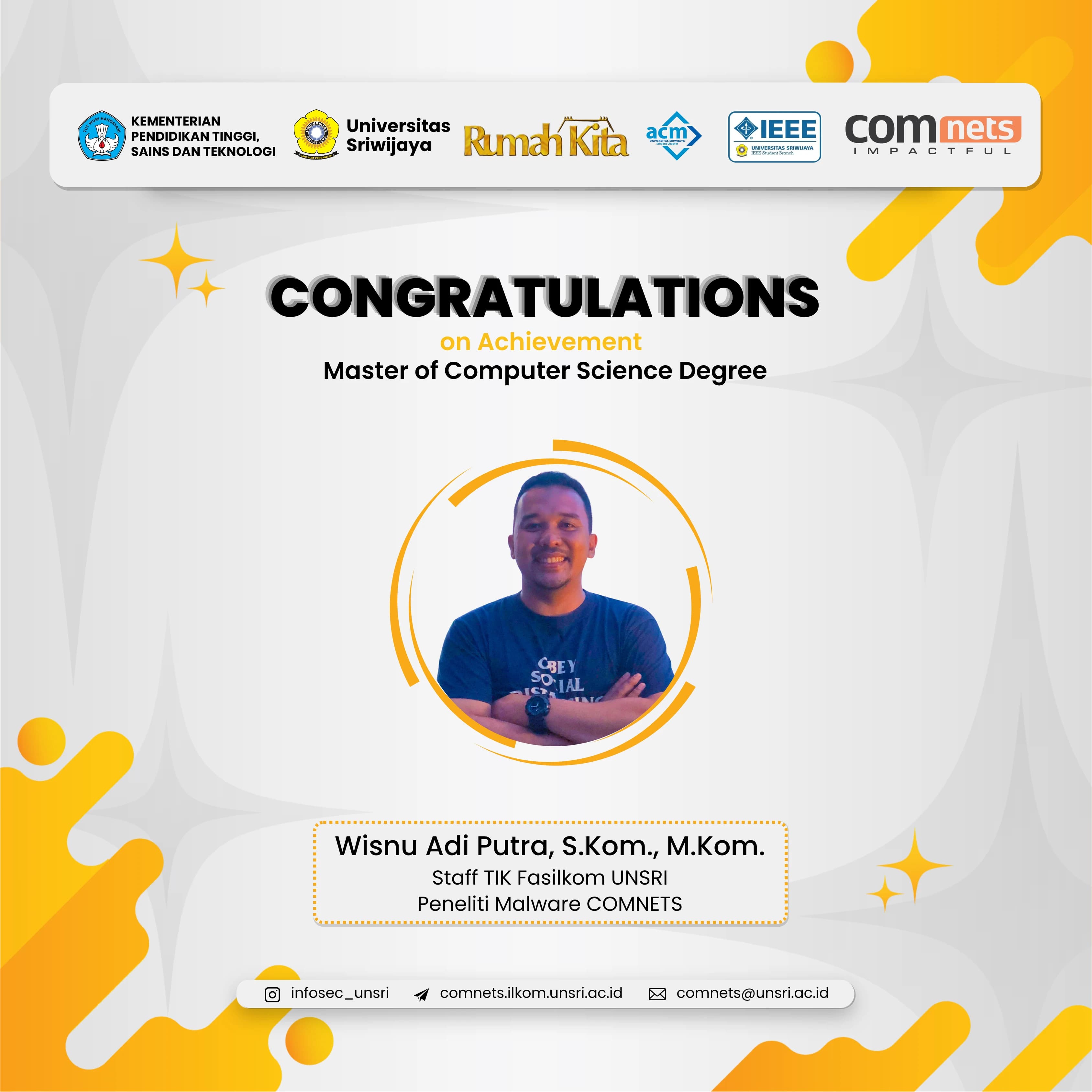 Selamat kepada Wisnu Adi Putra, M.Kom. atas Penyelesaian Studi Pascasarjana