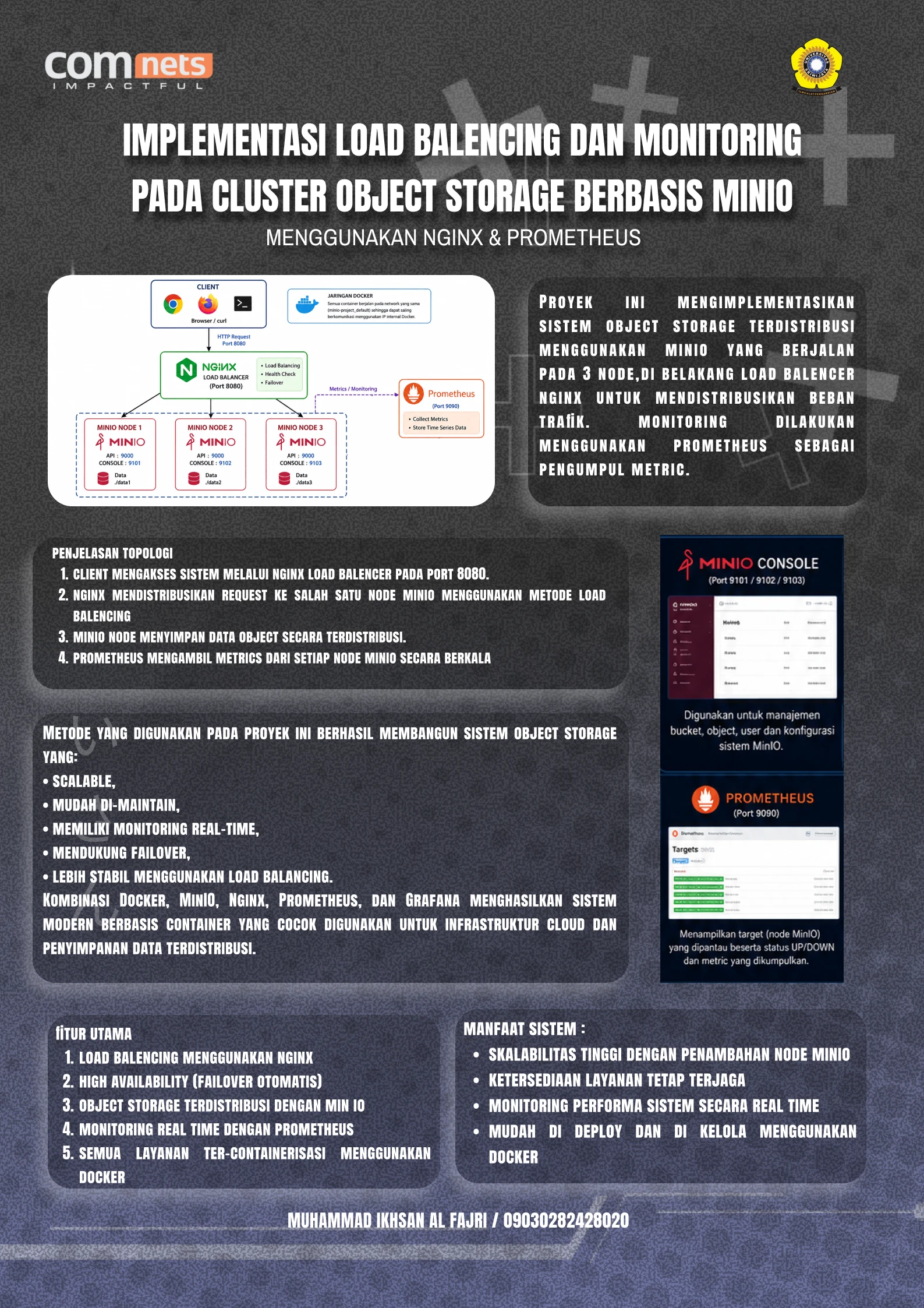 Implementasi load balencing dan monitoring pada cluster object storage berbasis minIO