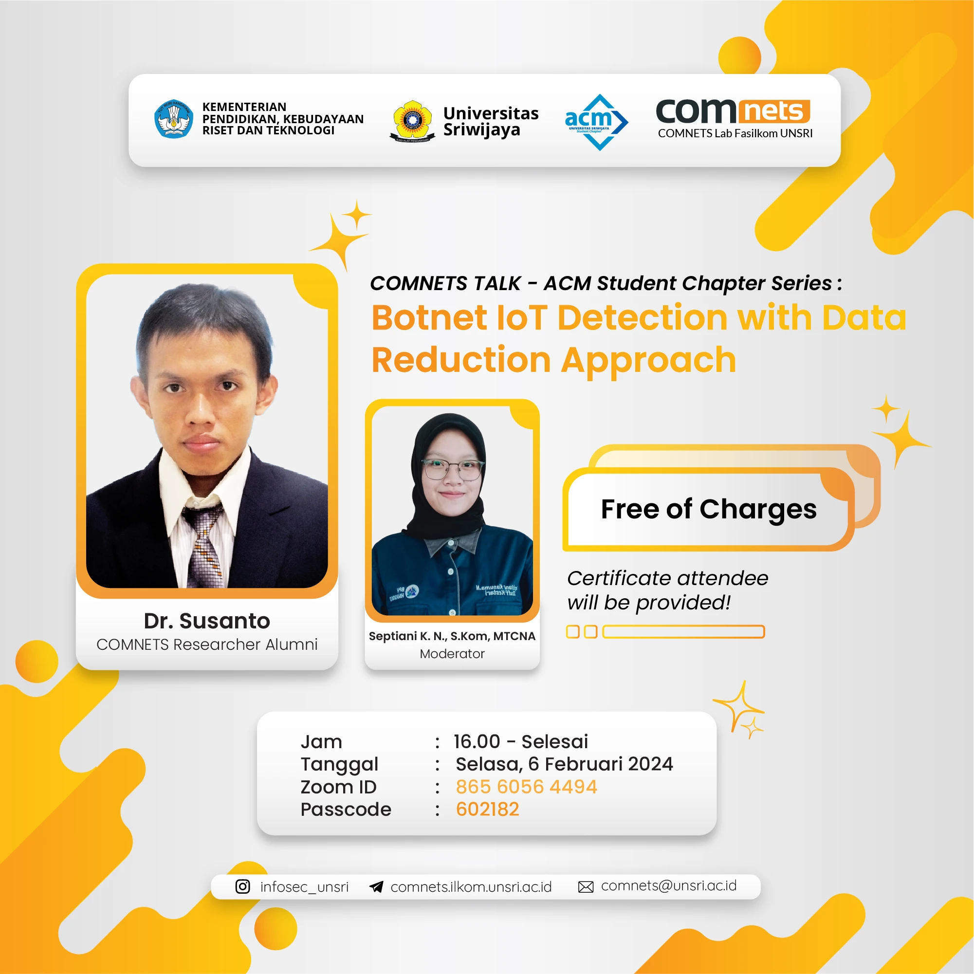 COMNETS TALK - ACM STUDENT CHAPTER SERIES : Botnet IoT Detection with Data Reduction Approach
