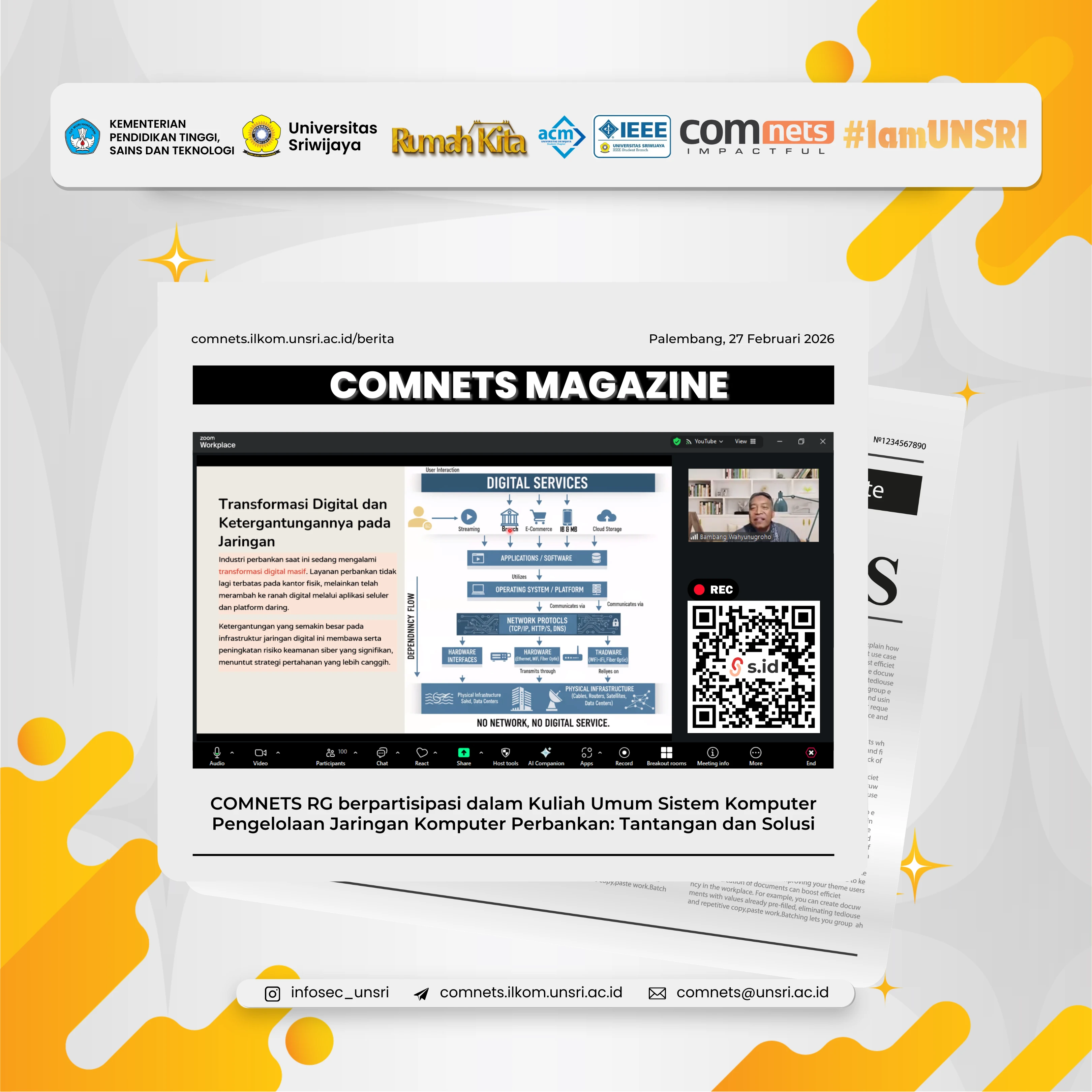 Dari Zero Trust hingga Kepatuhan UU PDP: Pakar Industri Kupas Tuntas Manajemen Jaringan Perbankan di FASILKOM UNSRI