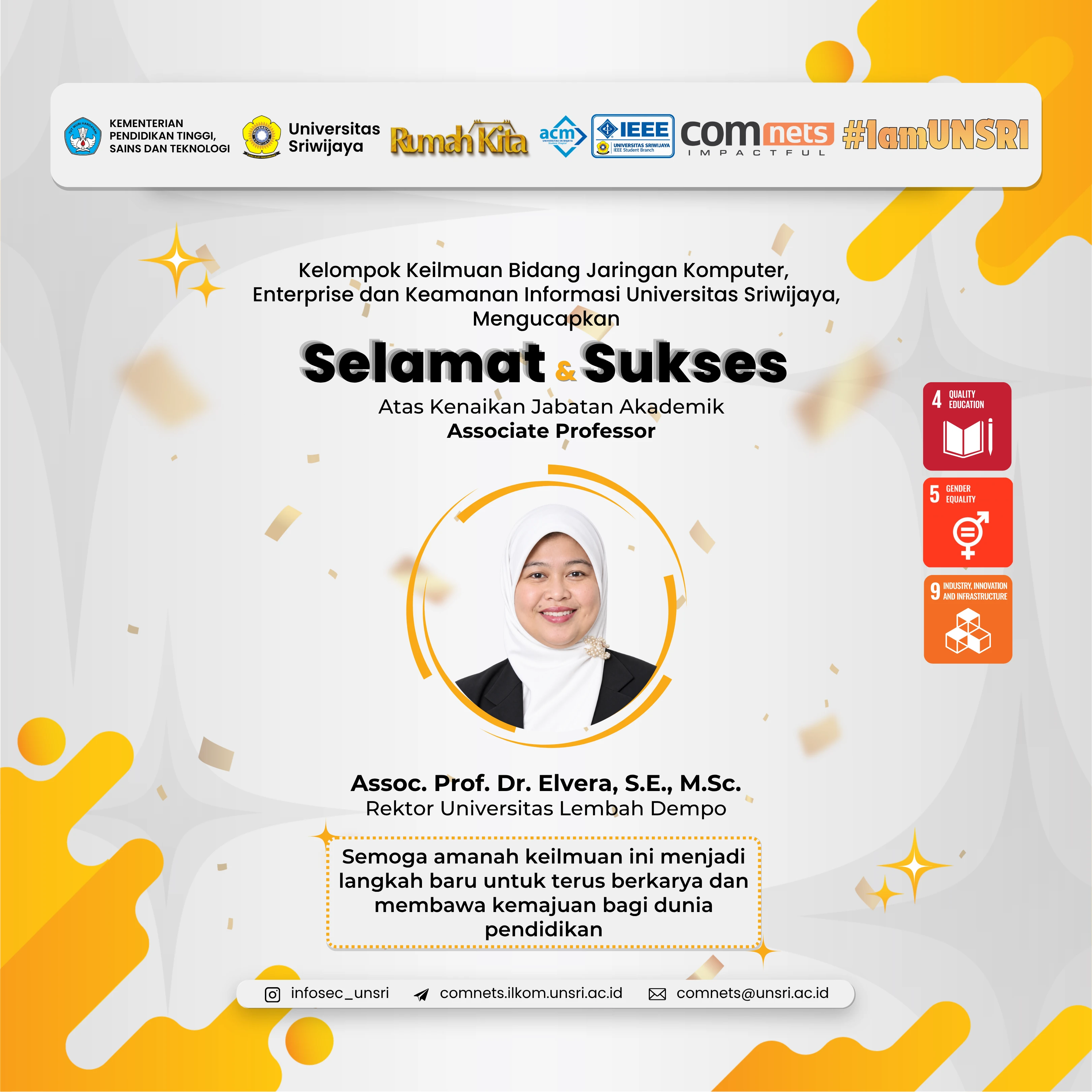 Assoc. Prof. Dr. Elvera Raih Kenaikan Jabatan Akademik sebagai Associate Professor